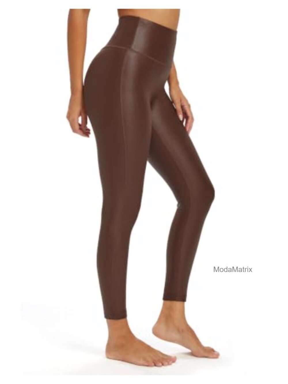Faux Leather Leggings Seamless Stretchy High Rise V-Back Tummy Control